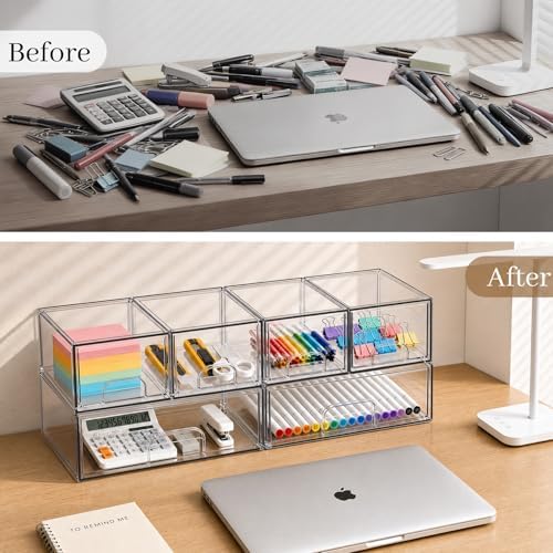 TIPGO Clear Stackable Storage Drawers, Acrylic Bathroom Makeup Organizer - Image 6