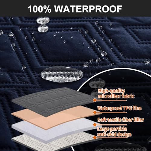 Genina Waterproof Couch Cover for Reclining Couch 3 Seater Non-Slip, Washable - Image 6