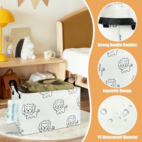 Rectangular Collapsible Lion Storage Basket Nursery Organizer - Image 3