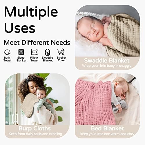 Yoofoss Hooded Baby Bath Towels 2 Pack 100% Muslin Organic Cotton - Image 3