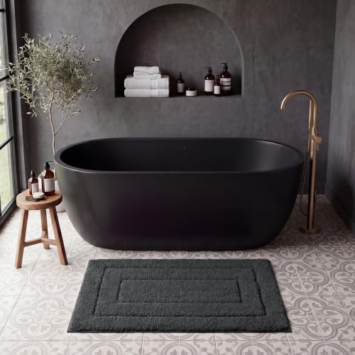 GRANNY SAYS Charcoal Gray Bathroom Rug 20" x 32", Non-Slip Bath Mat by GRANNYSAYS