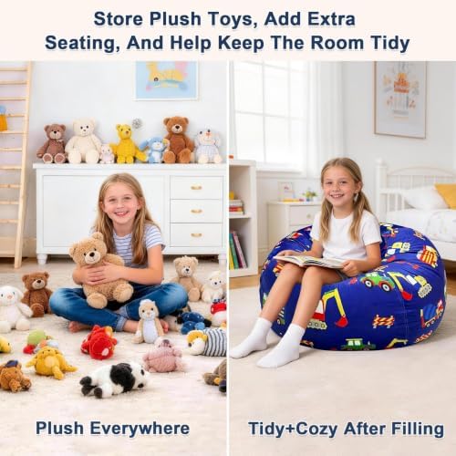 Lukeight Stuffed Animal Storage Bean Bag Chair Cover - Image 3