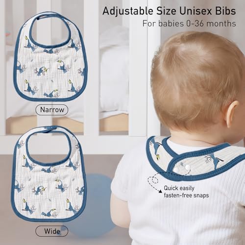 Muslin Bibs for Baby Boy Girl, Adjustable Fit for Drooling and Teething - Image 5
