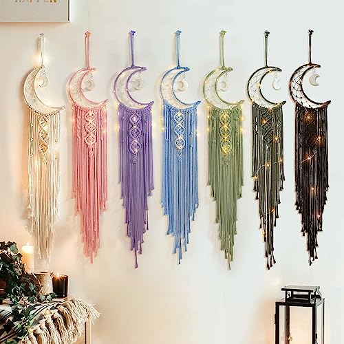 Boho Macrame Wall Hanging, Crochet Moon Star Dream Catcher - Image 6