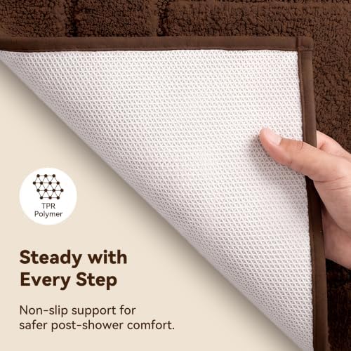 GRANNY SAYS Brown Bathroom Rug 36" x 24", Non-Slip Microfiber Bath Mat - Image 4
