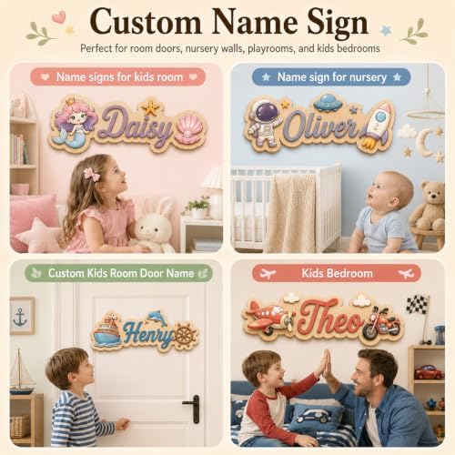 Custom Name Sign for Nursery, Personalized Wooden Kids Room Door Sign - Image 6