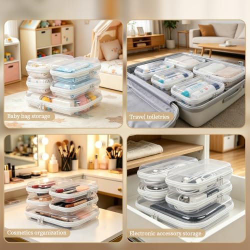 Clear Hard Shell Zipper Case, 5 Pack Diaper Bag Organizing Pouches, Hard - Image 6