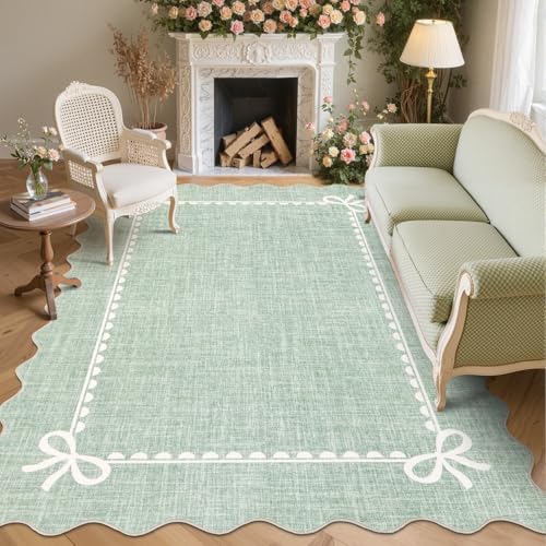 GarveeHome Scalloped Bow Rug 8x10 Washable Rugs by GarveeHome