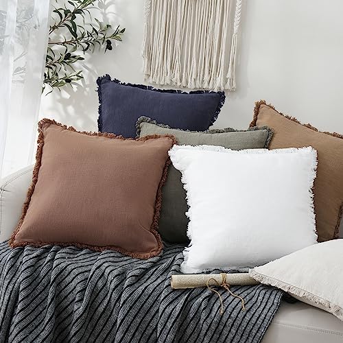 Foindtower Decorative Linen Fringe Throw Pillow Covers Cozy Boho Farmhouse - Image 5