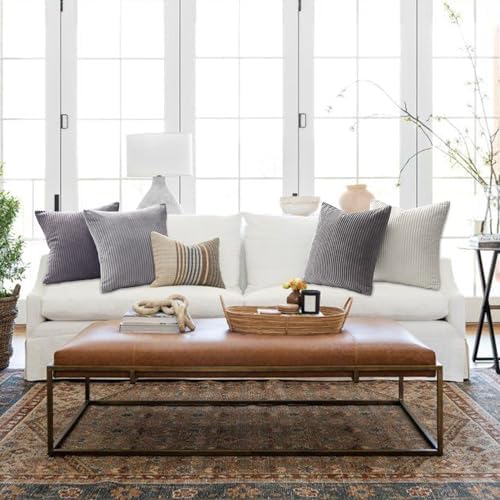 Topfinel 55x55cm Gray Set of 4 Corduroy Pillow Covers Cushion Cover Decorative - Image 6