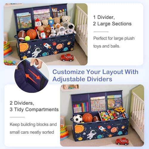 Toy Box with Adjustable Divider Large Toy Chest Storage - Image 2