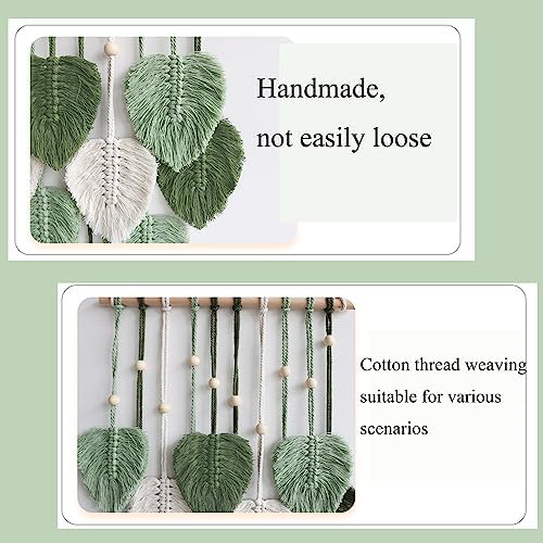 MSFENG Wall Hanging Decor Leaves Tapestry Boho Wall Decor Woven Feather - Image 3