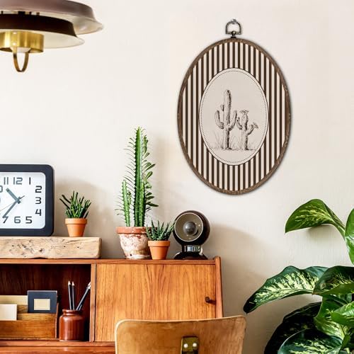 FLAWAFLOMA Western Cactus Oval Wall Art Decor, Kids Room Canvas Wall Art Framed - Image 2