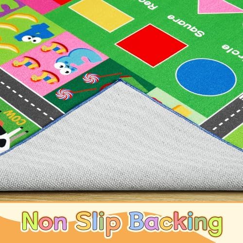 HOMORE Kids Educational Rug, 4x6 Green Kids Rugs - Image 5
