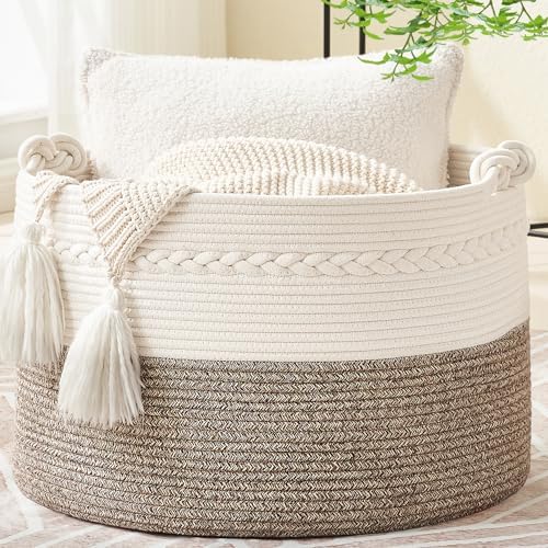 KAKAMAY Large Blanket Basket, Woven Baskets by KAKAMAY
