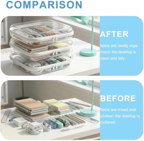 4 Pack Clear Hard Shell Zipper Case, Heavy Duty Travel Clothes Packing Cubes - Image 2