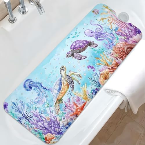 Ocean Animals Bathtub Mat Non Slip, Sea Turtle Baby Bath Mat by Unknown