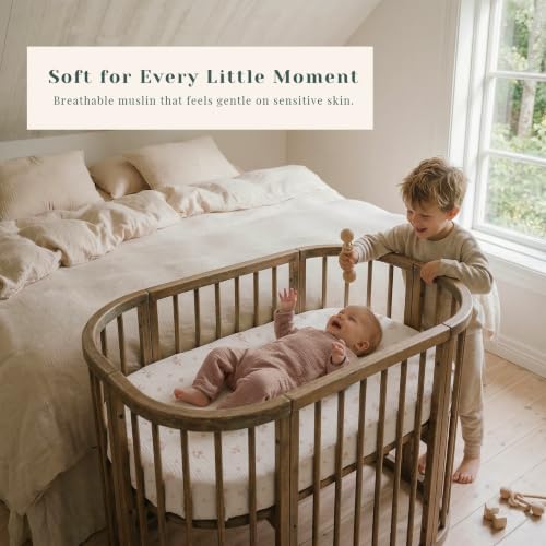3 Pack Cotton Muslin Baby Bassinet Fitted Sheet - Image 3
