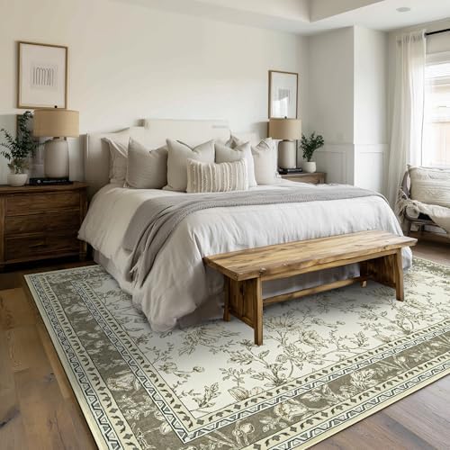 Light Tan Cream Khaki Rugs Washable Modern Soft Large Living Room Rug 9x12 - Image 3