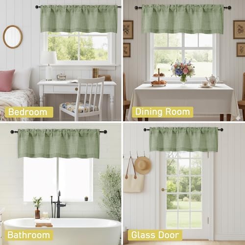 Valances for Windows, Light Filtering Faux Linen Textured Small Short Window - Image 7