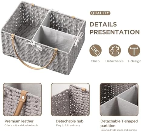 HBlife Large Baby Diaper Caddy Organizer, Paper Rope Storage Baskets Nursery Bin - Image 3