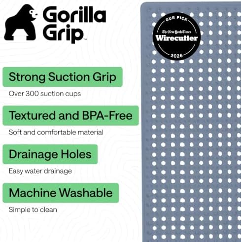 GORILLA GRIP Bath Tub Shower Mat, Bathtub Floor Liner, 35x16 Sky Blue - Image 2