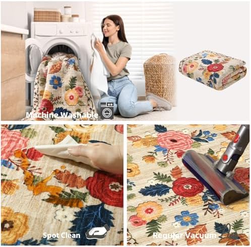 10x12 Area Rugs for Living Room: Large Washable Rug Non Slip Low Pile Soft Faux - Image 4