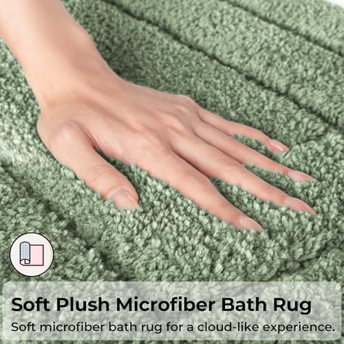 GRANNY SAYS Green Bathroom Rugs Set 3 Piece, Soft Microfiber Bath Mats - Image 3