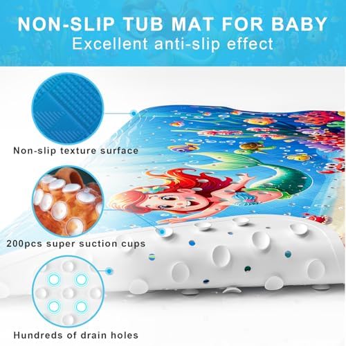 Bath Mat for Tub Non Slip Kids Bathtub Mat 40x16 Baby Bath Mat - Image 4