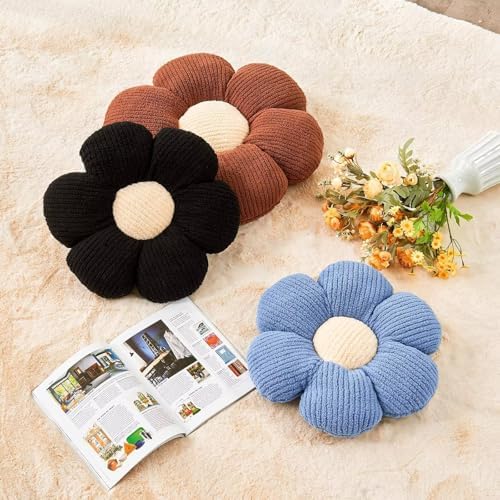 Kcvvcr Flower Throw Pillow, Soft Black 17.7" Shaped Floor Pillow - Image 3