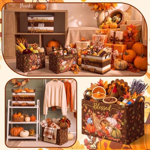 4 Pcs Fall Storage Basket for Gifts Empty Large Thanksgiving Turkey Storage Bins - Image 5