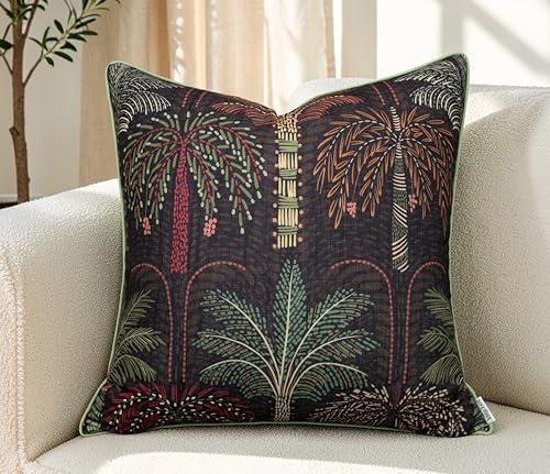 Tropical Palm Print 20x20 Throw Pillow Cover by YugTex