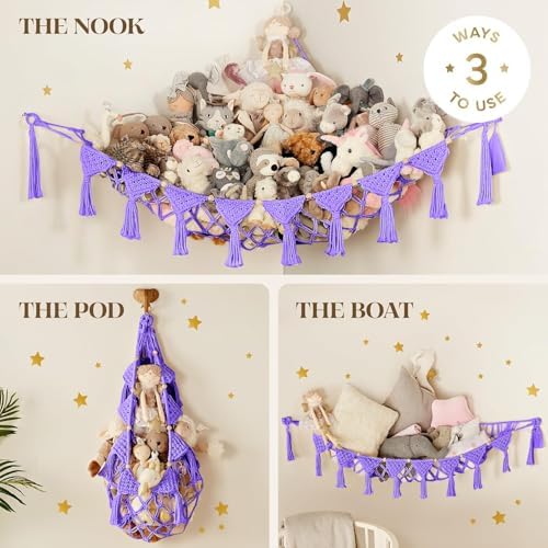 TIDYTEDS Macrame DreamLights Boho Stuffed Animal Storage Net Hammock Extra - Image 4