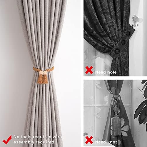 NICEEC 2 Pack Wooden Cube Magnetic Curtain Tiebacks Boho Home Decor Drape Tie - Image 3