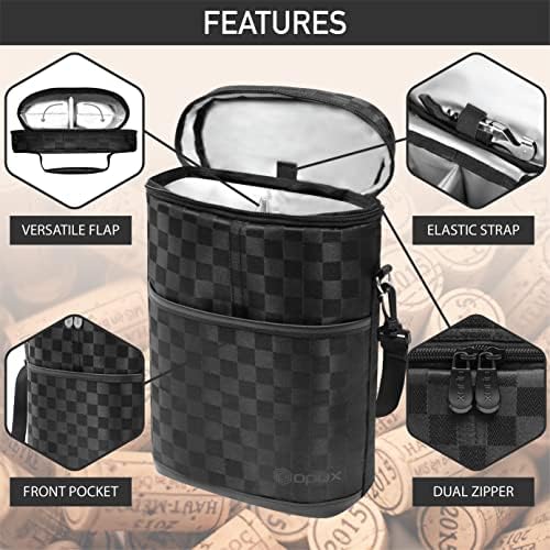 opux 2 Bottle Wine Carrier Tote, Insulated Leakproof Wine Cooler Bag, Wine - Image 4