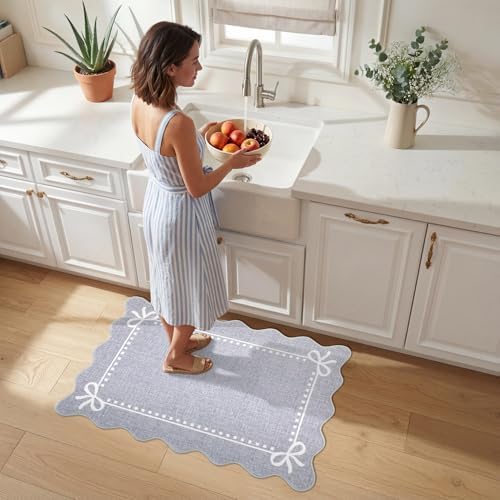 Garvee Scalloped Bow Rug Washable Small 2x3 Area Rug - Image 3
