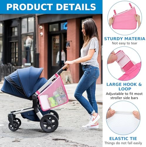 Accmor Universal Stroller Organizer, Side Sling Stroller Organizer, Mesh Cargo - Image 3