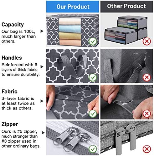WISELIFE Storage Bags, Large Blanket Clothes Organization and Storage Containers - Image 5