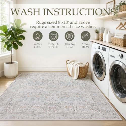 JOLLYVOGUE Runner Rug, 2x6 Washable Vintage Floral Rug - Image 7