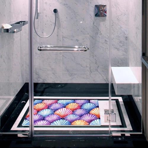 Bathtub Mat Non Slip 26.8x15.1 Inch, Rainbow Shells Shower Mat - Image 6