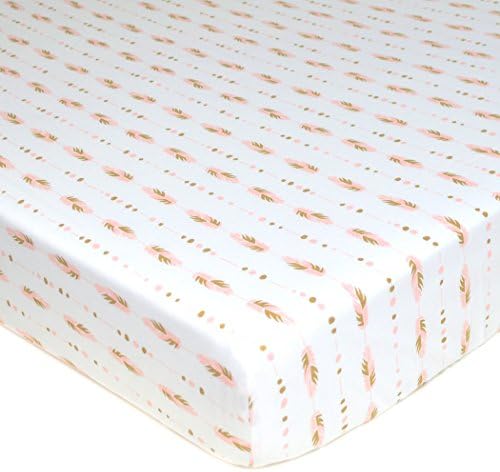 American Baby Company Cotton Fitted Crib Sheet 52x28", Sparkle & PK Feather by AmericanBabyCompany