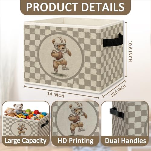 Vintage Brown Checkered rugby Teddy Bear Foldable Storage Box - Image 6