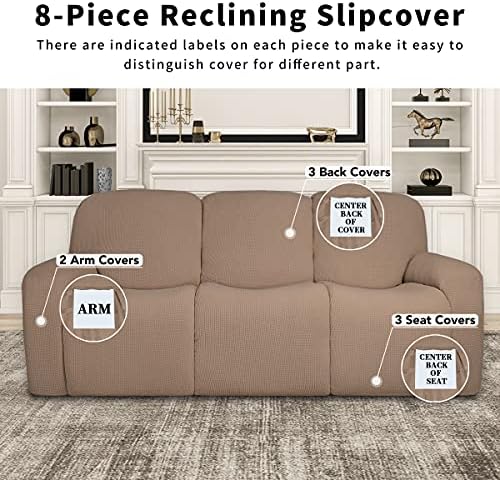 Easy-Going 100% Dual Waterproof Recliner Sofa Cover, 8-Pieces Stretch Relining - Image 4