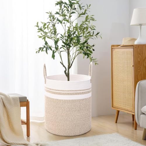 Laundry Hamper for Organizing, 52L Large Laundry Baskets, Cotton Rope Woven - Image 6