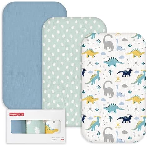 Gllquen Baby 3-Pack Muslin Cotton Bassinet Sheets by GLLQUENBABY
