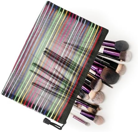 Mesh Bags with Zipper, Nylon Makeup Bag Cosmetic Pouches Travel Organizer Case - Image 5