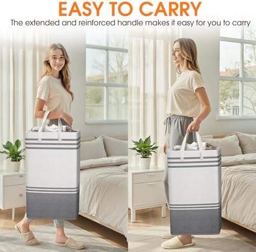 3 Pack Large Laundry Baskets, Laundry Hampers, Freestanding Waterproof - Image 6