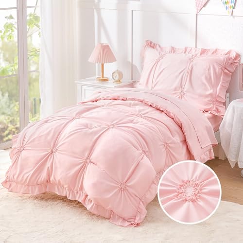 Princess Toddler Bedding Set for Girls, 4 Piece Ruffles Jacquard Embroidery - Image 2