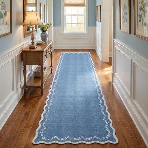 GarveeHome 2.5x10 Scalloped Washable Runner Rug Long Hallway Kitchen Rug by GarveeHome