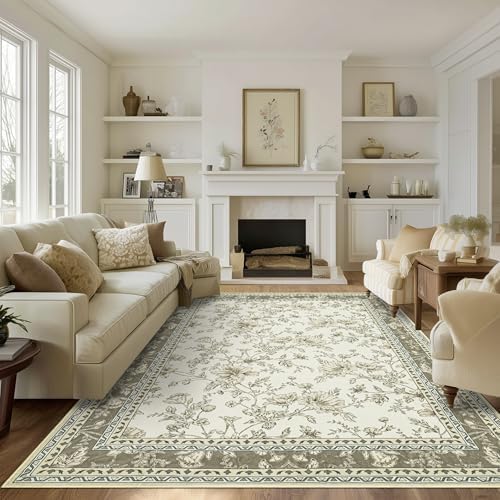 Dining Room Rugs for Under Table 7x9 Taupe Beige by BILEEHOME